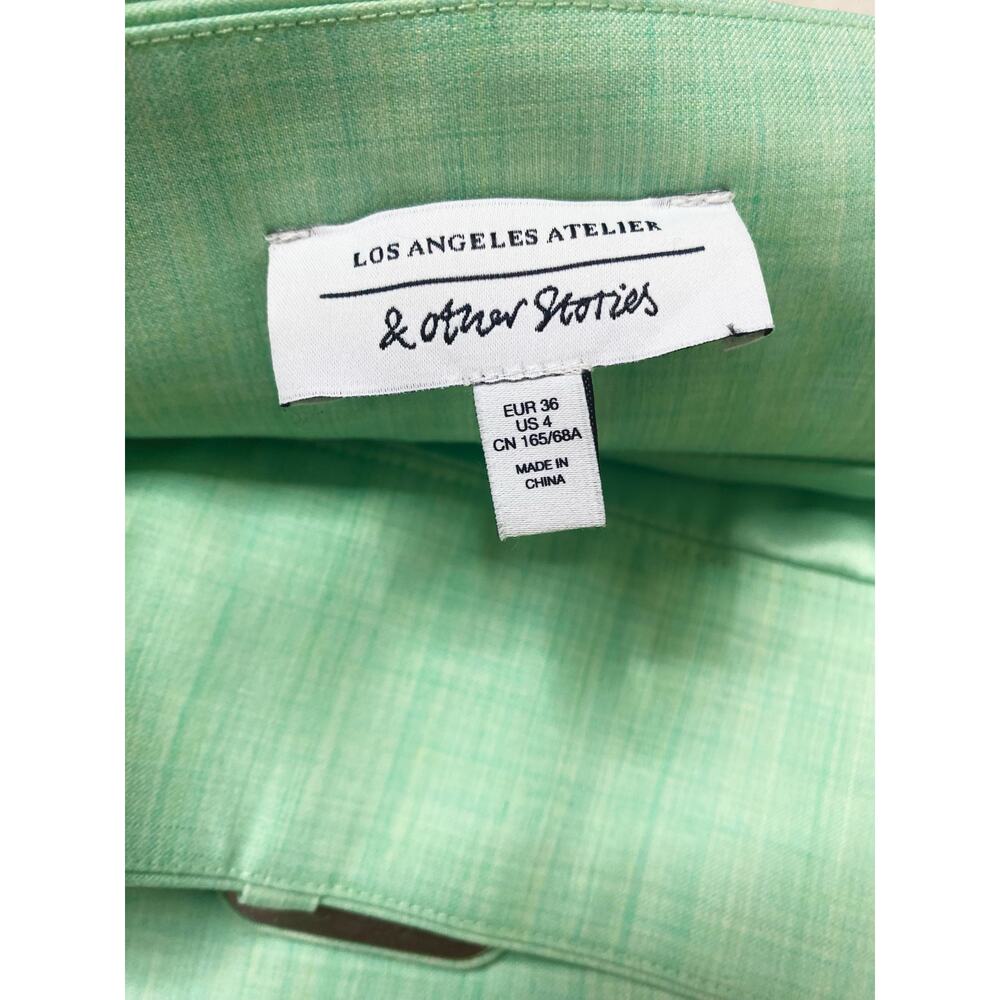 & OTHER STORIES Mint Green Belted Tailored Overlap Mini Skirt US 4 - Picture 13 of 15